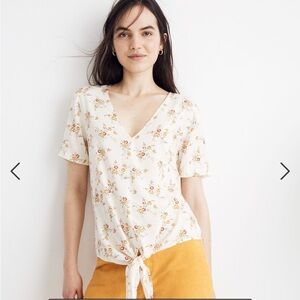 Madewell novel tie front shirt size small